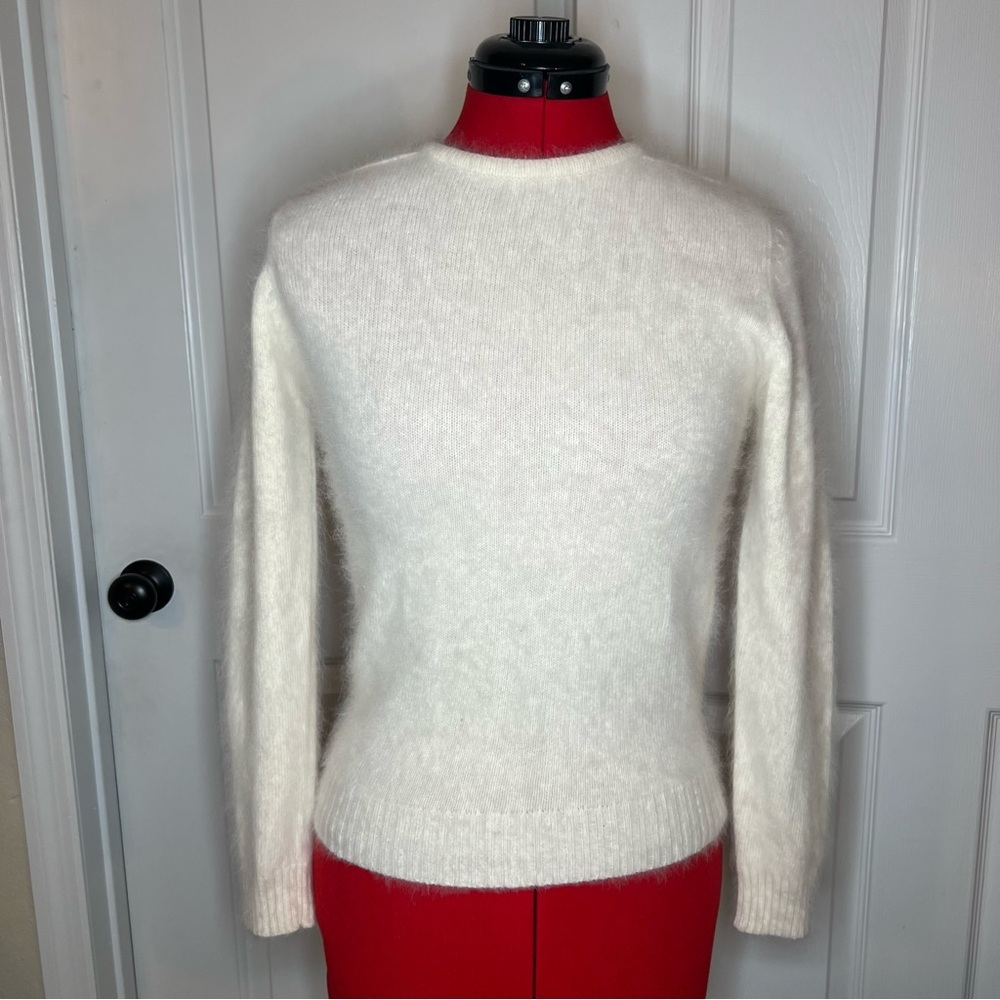 Vintage IQ Lambswool & Angora Long Sleeve Pullover Sweater White Women S